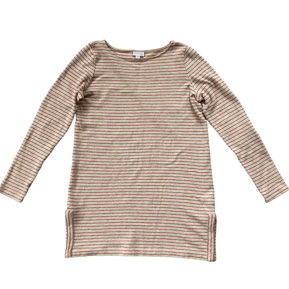 J. Jill Striped Cotton Tunic Size M Tall Oatmeal